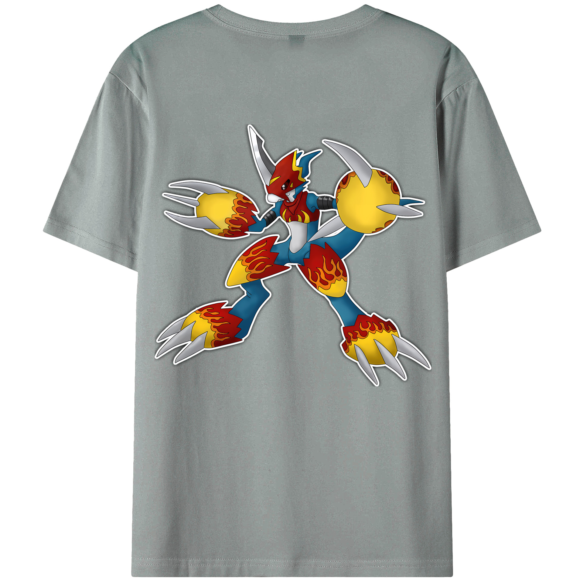 （画像用） Digimon デジタルモンスター/デジモン 綿100％ メンズ半袖Tシャツ（バックプリント） 通気性